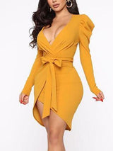 Owning This Moment Long Sleeve Elegant Mini Dress - Mini Dresses - INS | Online Fashion Free Shipping Clothing, Dresses, Tops, Shoes - 09/04/2021 - Colour_Red - Colour_Yellow