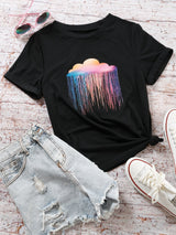 Paint Drip Print Crew Neck Tee - INS | Online Fashion Free Shipping Clothing, Dresses, Tops, Shoes