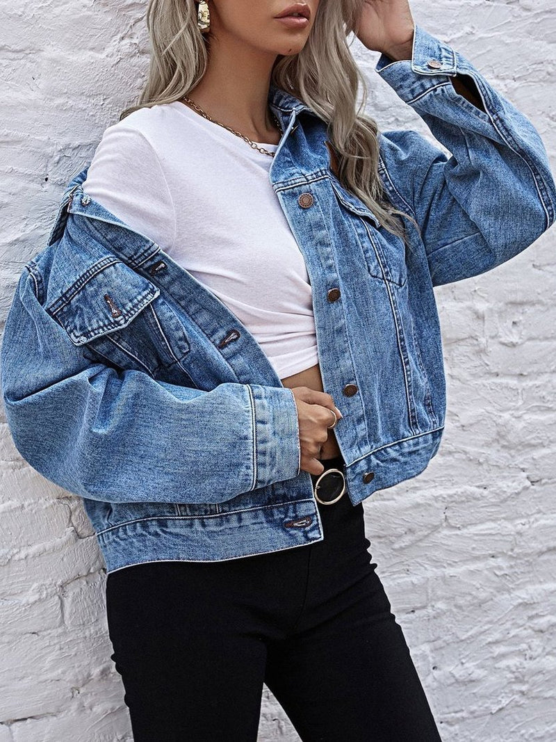 Patched Button Up Denim Jacket - Denims - INS | Online Fashion Free Shipping Clothing, Dresses, Tops, Shoes - 2XL - 3XL - 4XL