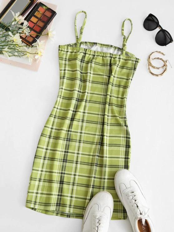 Plaid Bodycon Cami Mini Dress - INS | Online Fashion Free Shipping Clothing, Dresses, Tops, Shoes