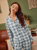 Plaid Button Front PJ Set - Pajamas - INS | Online Fashion Free Shipping Clothing, Dresses, Tops, Shoes - 03/03/2021 - GMC-Pajamas - Grey