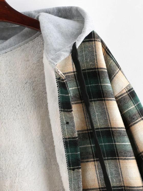 Plaid Buttoned Curved Hem Hooded Coat - INS | Online Fashion Free Shipping Clothing, Dresses, Tops, Shoes