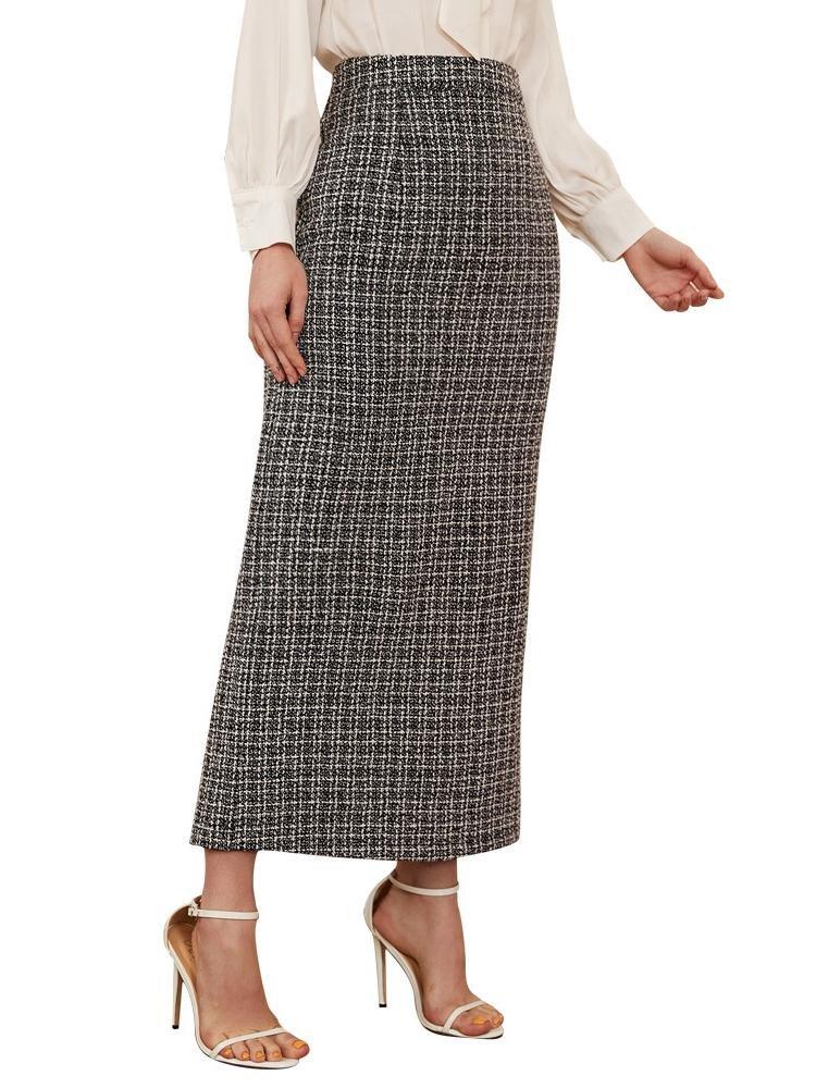 Plaid High Waist Ankle Length Hip A-Line Skirt - Skirts - INS | Online Fashion Free Shipping Clothing, Dresses, Tops, Shoes - 31/03/2021 - Autumn - Black
