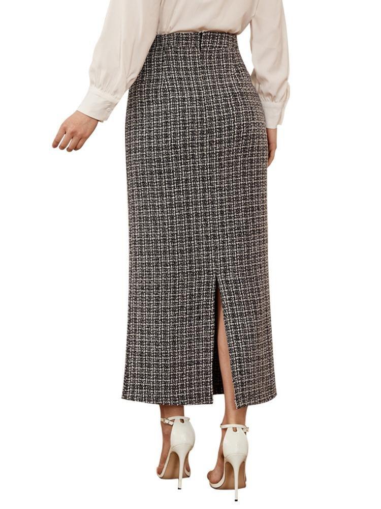 Plaid High Waist Ankle Length Hip A-Line Skirt - Skirts - INS | Online Fashion Free Shipping Clothing, Dresses, Tops, Shoes - 31/03/2021 - Autumn - Black
