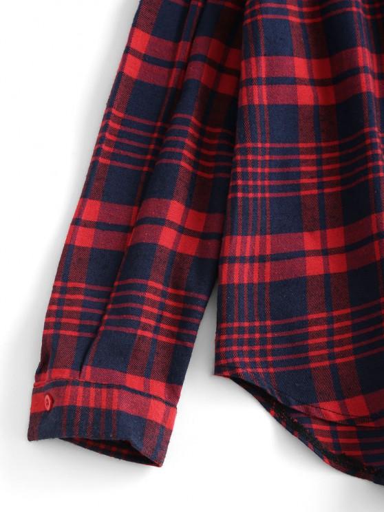 Plaid Off Shoulder Mock Button Tunic Blouse - INS | Online Fashion Free Shipping Clothing, Dresses, Tops, Shoes