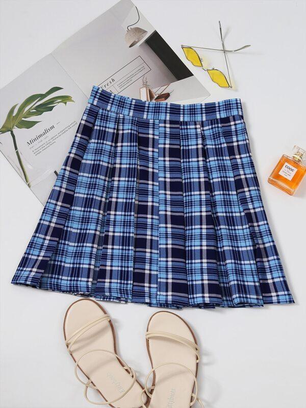 Plaid Print Pleated Skirt - INS | Online Fashion Free Shipping Clothing, Dresses, Tops, Shoes