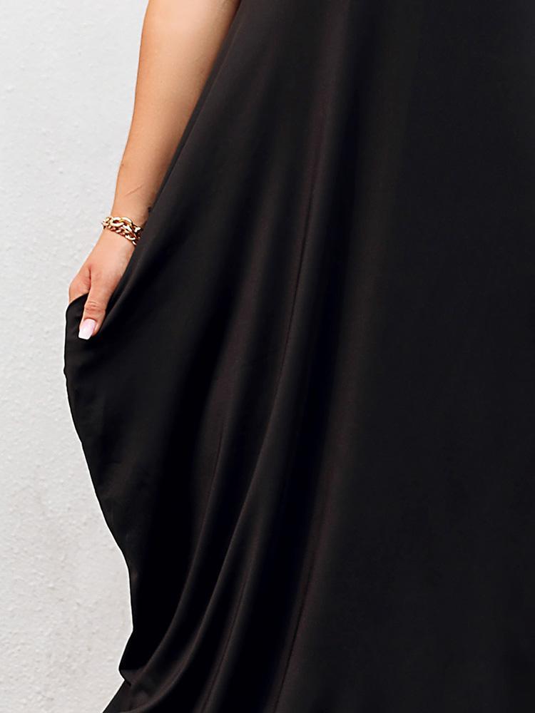 Plain Pocket Design Casual Dress - Maxi Dresses - INS | Online Fashion Free Shipping Clothing, Dresses, Tops, Shoes - 29/04/2021 - Casual Dresses - Color_Black