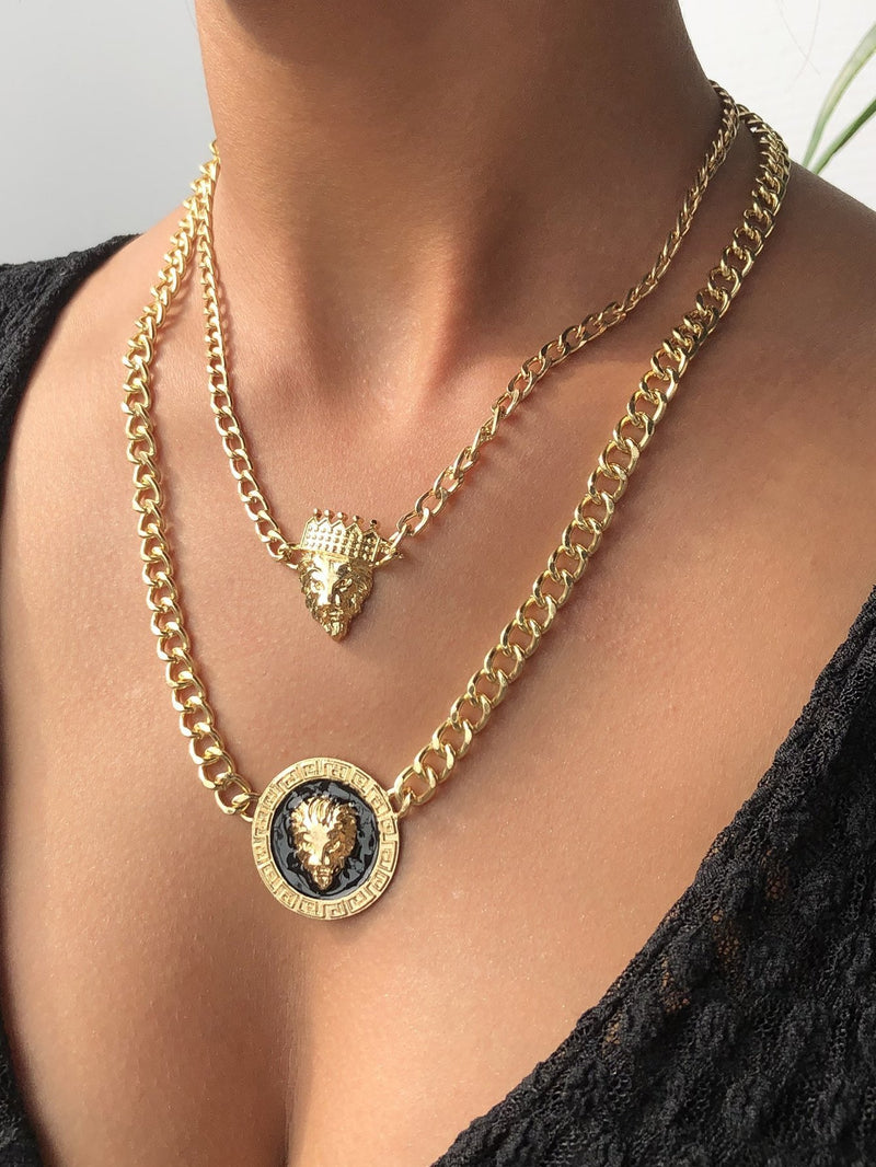 Plate Pendant Dual Lap Alloy Necklace - INS | Online Fashion Free Shipping Clothing, Dresses, Tops, Shoes