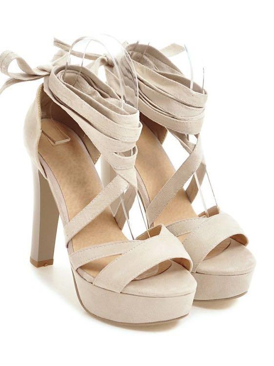 Pleaser Delight-679 Ankle Wrap Sandal - Shoes - INS | Online Fashion Free Shipping Clothing, Dresses, Tops, Shoes - 03/01/2021 - Beige - Black