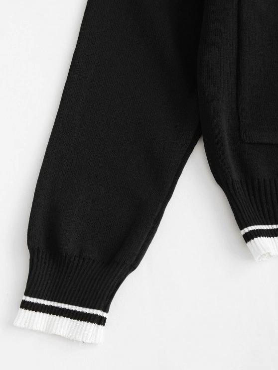 Plunge Contrast Knit Pocket Cardigan - INS | Online Fashion Free Shipping Clothing, Dresses, Tops, Shoes