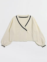 Plus Contrast Trim Cardigan - INS | Online Fashion Free Shipping Clothing, Dresses, Tops, Shoes