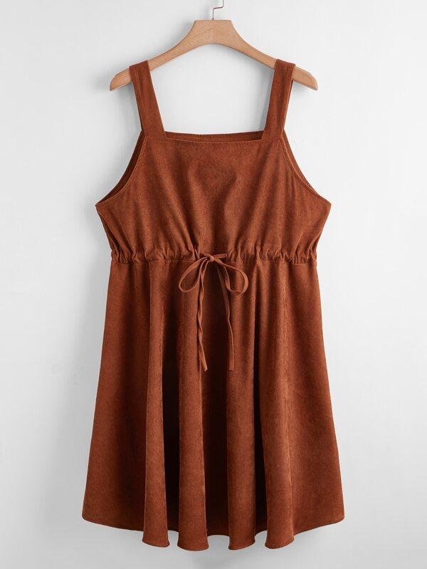 Plus Corduroy Drawstring Waist Cami Dress - INS | Online Fashion Free Shipping Clothing, Dresses, Tops, Shoes