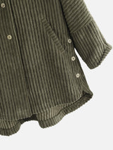 Plus Corduroy High Low Hooded Coat - INS | Online Fashion Free Shipping Clothing, Dresses, Tops, Shoes