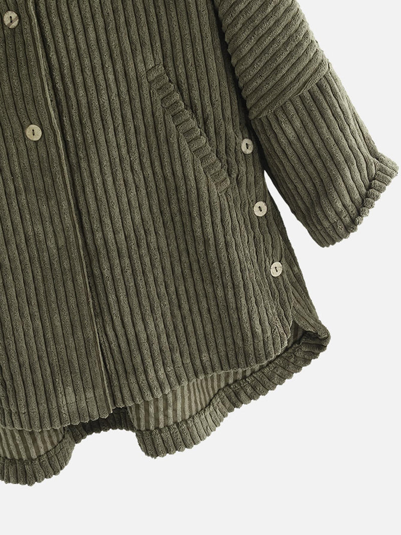 Plus Corduroy High Low Hooded Coat - INS | Online Fashion Free Shipping Clothing, Dresses, Tops, Shoes