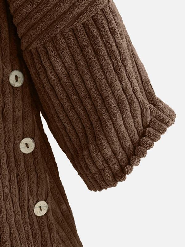 Plus Corduroy High Low Hooded Coat - INS | Online Fashion Free Shipping Clothing, Dresses, Tops, Shoes