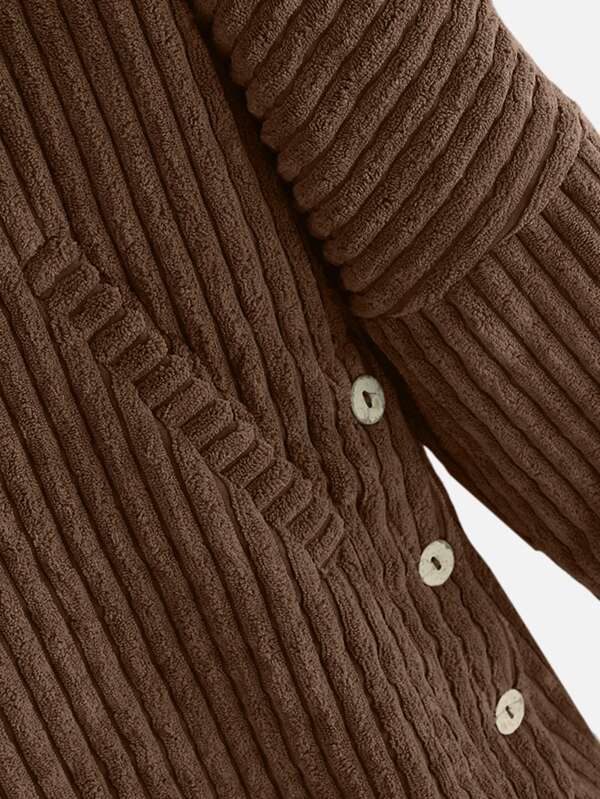 Plus Corduroy High Low Hooded Coat - INS | Online Fashion Free Shipping Clothing, Dresses, Tops, Shoes
