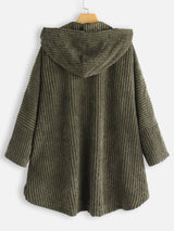 Plus Corduroy High Low Hooded Coat - INS | Online Fashion Free Shipping Clothing, Dresses, Tops, Shoes
