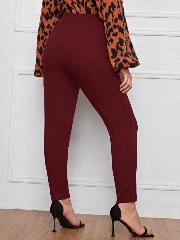 Plus Double Button Detail Skinny Pants - INS | Online Fashion Free Shipping Clothing, Dresses, Tops, Shoes