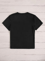 Plus Letter & Graphic Round Neck Tee - INS | Online Fashion Free Shipping Clothing, Dresses, Tops, Shoes