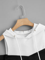 Plus Two Tone Cold Shoulder Hoodie - INS | Online Fashion Free Shipping Clothing, Dresses, Tops, Shoes