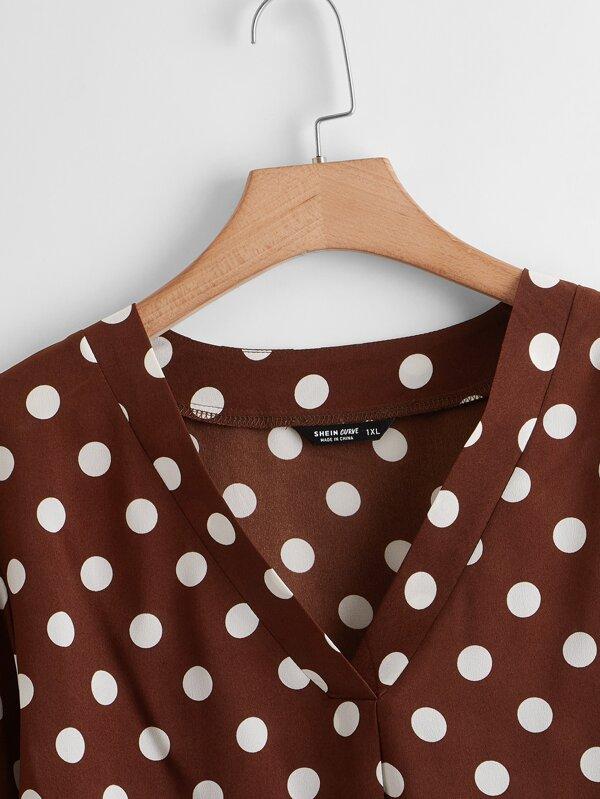 Plus V-neck Polka Dot Blouse - INS | Online Fashion Free Shipping Clothing, Dresses, Tops, Shoes