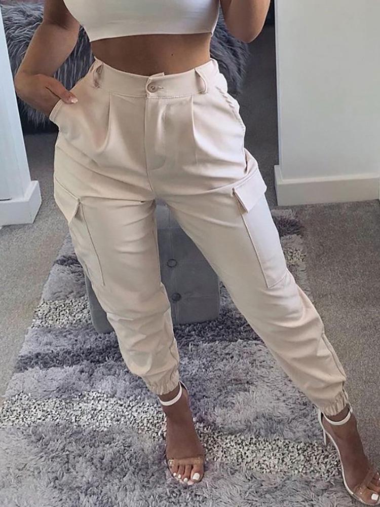 Pocket Design High Waisted Casual Pants - Pants - INS | Online Fashion Free Shipping Clothing, Dresses, Tops, Shoes - 04/05/2021 - Category_Pants - Color_Apricot