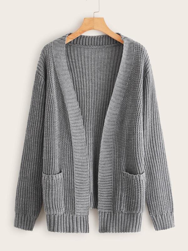 Pocket Detail Open Front Cardigan - INS | Online Fashion Free Shipping Clothing, Dresses, Tops, Shoes