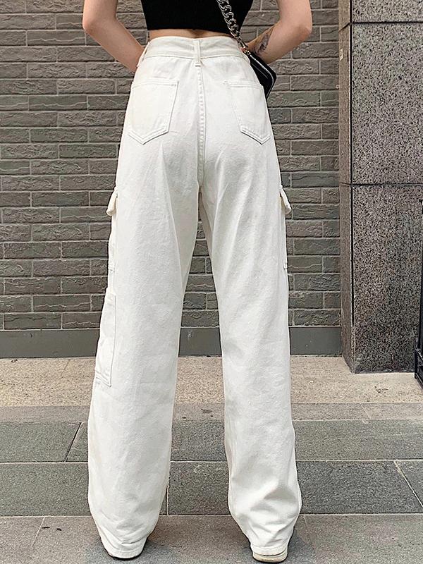 Pocket High Waist Loose Slim Denim Trousers Casual Pants - Pants - INS | Online Fashion Free Shipping Clothing, Dresses, Tops, Shoes - 10/05/2021 - Category_Pants - Color_Blue
