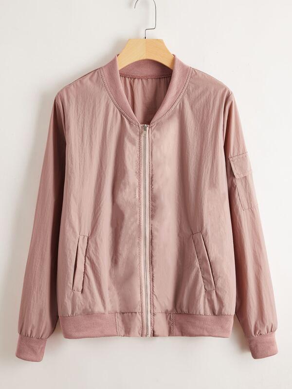 Pocket Patched Zip Up Bomber Jacket - INS | Online Fashion Free Shipping Clothing, Dresses, Tops, Shoes