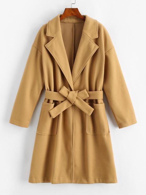 Pockets Belted Wool Blend Long Coat - INS | Online Fashion Free Shipping Clothing, Dresses, Tops, Shoes