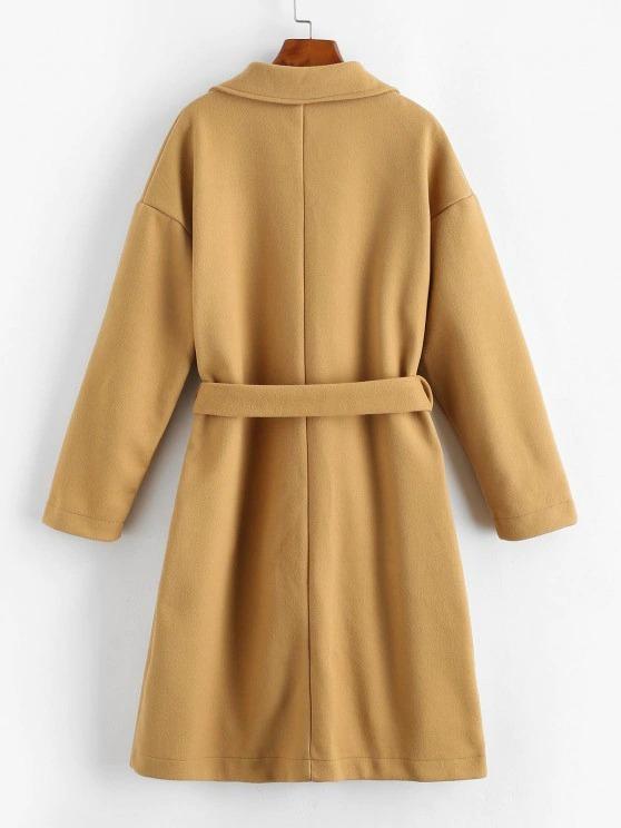 Pockets Belted Wool Blend Long Coat - INS | Online Fashion Free Shipping Clothing, Dresses, Tops, Shoes