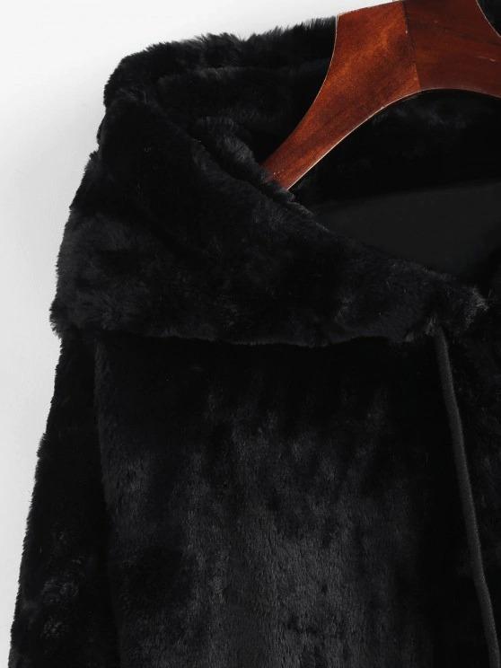 Pockets Fuzzy Faux Fur Hoodie Coat - INS | Online Fashion Free Shipping Clothing, Dresses, Tops, Shoes