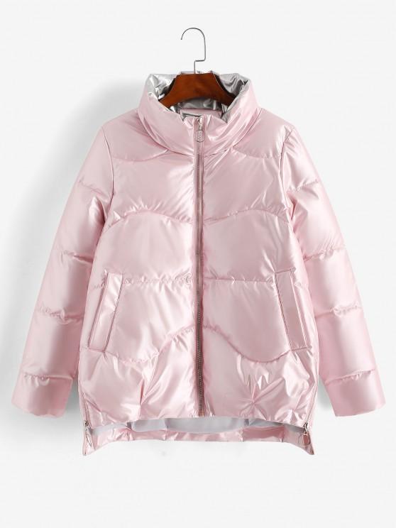 Pockets Zip Up Wet Look Puffer Coat - INS | Online Fashion Free Shipping Clothing, Dresses, Tops, Shoes