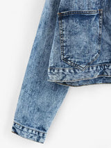 Pockets Zipper Drop Shoulder Denim Jacket - INS | Online Fashion Free Shipping Clothing, Dresses, Tops, Shoes