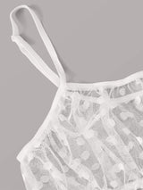 Polka Dot Mesh Frill Trim Lingerie Set - INS | Online Fashion Free Shipping Clothing, Dresses, Tops, Shoes