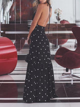 Polka Dot Print Ruffled Belt Dress - Maxi Dresses - INS | Online Fashion Free Shipping Clothing, Dresses, Tops, Shoes - 03/07/2021 - 20-30 - color-black