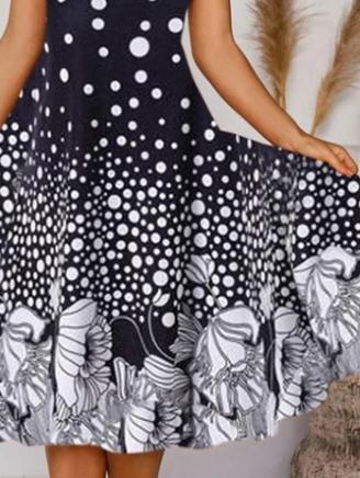 Polka Dot Print Short Sleeve V-Neck Beach Dress - Midi Dresses - INS | Online Fashion Free Shipping Clothing, Dresses, Tops, Shoes - 01/07/2021 - 20-30 - Category_Midi Dresses