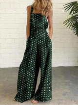 Polka Dot Printed Buttons Sleeveless Loose Suspenders Jumpsuit - Jumpsuits & Rompers - INS | Online Fashion Free Shipping Clothing, Dresses, Tops, Shoes - 15/07/2021 - 20-30 - Bottoms