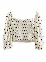 Polka Dot Ruched Shirred Crop Top - INS | Online Fashion Free Shipping Clothing, Dresses, Tops, Shoes