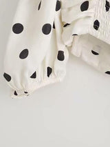 Polka Dot Ruched Shirred Crop Top - INS | Online Fashion Free Shipping Clothing, Dresses, Tops, Shoes