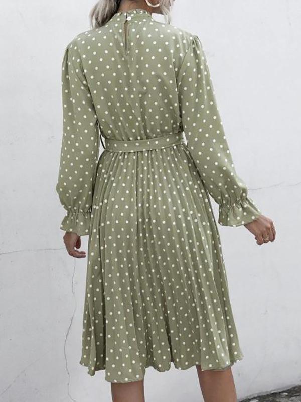 Polka Dot Ruffled Mini Pleated Dress - Midi Dresses - INS | Online Fashion Free Shipping Clothing, Dresses, Tops, Shoes - 02/07/2021 - Autumn - Casual Dresses