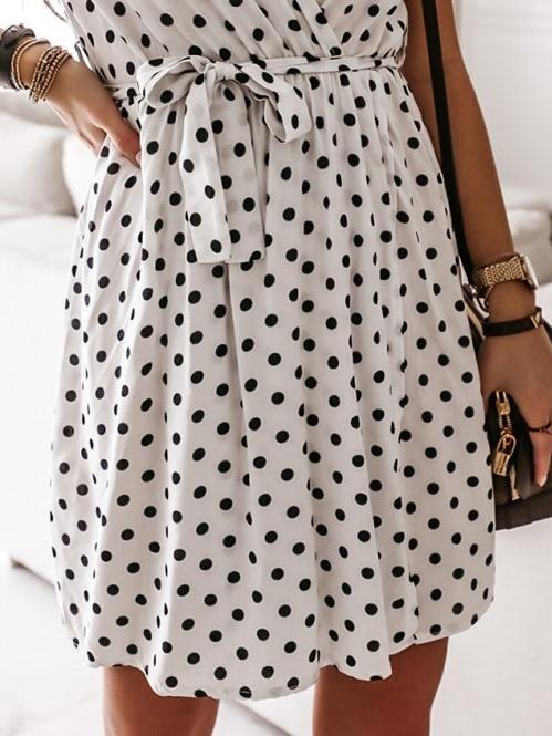 Polka Dot Short Sleeve V Neck Mini Dress - Mini Dresses - INS | Online Fashion Free Shipping Clothing, Dresses, Tops, Shoes - 02/07/2021 - 20-30 - color-black