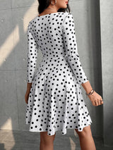 Polkadot Print Twisted Casual Dress - Midi Dresses - INS | Online Fashion Free Shipping Clothing, Dresses, Tops, Shoes - 30/04/2021 - Color_White - DRE210430087