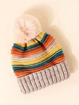 Pom-pom Decor Colorblock Beanie - INS | Online Fashion Free Shipping Clothing, Dresses, Tops, Shoes