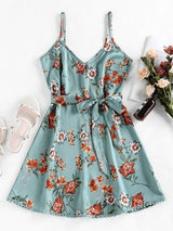 Pompom Floral Print A Line Dress - INS | Online Fashion Free Shipping Clothing, Dresses, Tops, Shoes