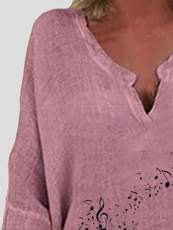 Print V-neck Print Long Sleeve Irregular Blouses - Blouses - INS | Online Fashion Free Shipping Clothing, Dresses, Tops, Shoes - 20-30 - 20/07/2021 - BLO2107201213