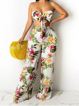 Printed Lace-Up Tube Top & Trousers Two-Piece Suit - Sets - INS | Online Fashion Free Shipping Clothing, Dresses, Tops, Shoes - 18/06/2021 - 40-50 - Category_Sets