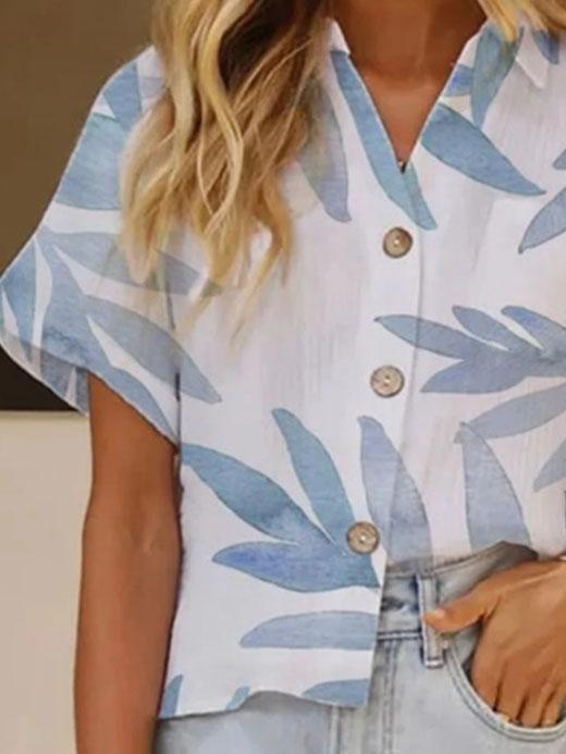 Printed Lapel Short Sleeve Loose Casual Blouses - Blouses - INS | Online Fashion Free Shipping Clothing, Dresses, Tops, Shoes - 05/06/2021 - BLO2106050017 - Category_Blouses