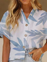 Printed Lapel Short Sleeve Loose Casual Blouses - Blouses - INS | Online Fashion Free Shipping Clothing, Dresses, Tops, Shoes - 05/06/2021 - BLO2106050017 - Category_Blouses