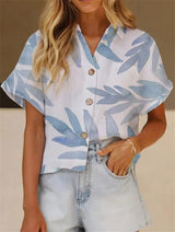 Printed Lapel Short Sleeve Loose Casual Blouses - Blouses - INS | Online Fashion Free Shipping Clothing, Dresses, Tops, Shoes - 05/06/2021 - BLO2106050017 - Category_Blouses